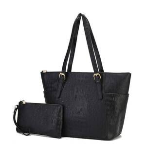 NEW MKF COLLECTION tessa vegan leather tote bag in black